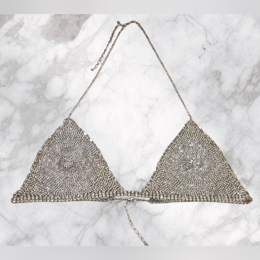 Express Vintage Silver Diamante Bra Like New - Picture 2 of 15